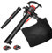 Souffleur et aspirateur de feuilles, aspirateur et broyeur de jardin, souffleur de feuilles sans fil, 6 vitesses, 2 aspirateurs à feuilles alimentés par batterie de 4,0 Ah