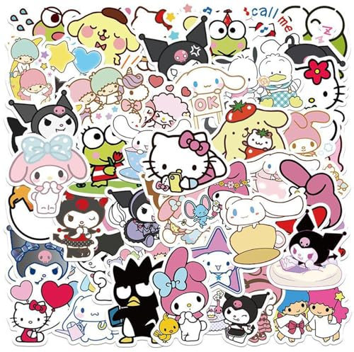 100pcs Cute Anime Stickers Cute Kuromi Sanrio Stickers, Waterproof Vinyl Kawaii Decals for Water Bottle Computer Car Bike Luggage Phone