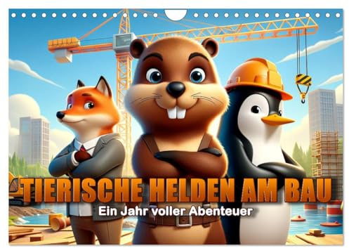 Tierische Helden am Bau: Ein Jahr voller Abenteuer (Wandkalender 2026 DIN A4 quer), CALVENDO Monatskalender: Bunte Tierwelt im Bauabenteuer. (CALVENDO Spass)