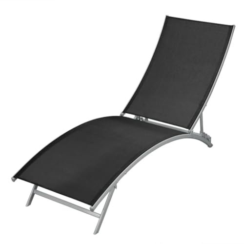 Myheimly Sonnenliege Gartenliege Relaxliege Gartenmöbel Stahl und Textilene Schwarz