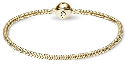 Christina London Charm Armband Damen | 19 cm | Schlangenkette Gold | Kompatibel mit Charms & Anhängern (separat erhältlich) | Elegantes Geschenk | Sicherer Runder Verschluss