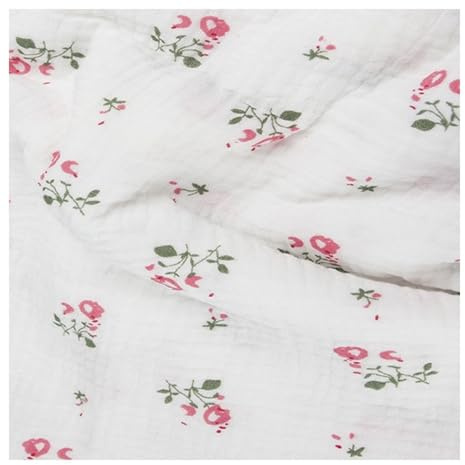 BrightGlow Baumwollstoff Blumen Gedruckt Stoff Meterware Baumwolle Musselin Stoff Zum Nähen Double Gauze Baumwollstoff Dekostoff Bastelstoffe für Kleidung DIY Handwerk Beige 100 X 135CM