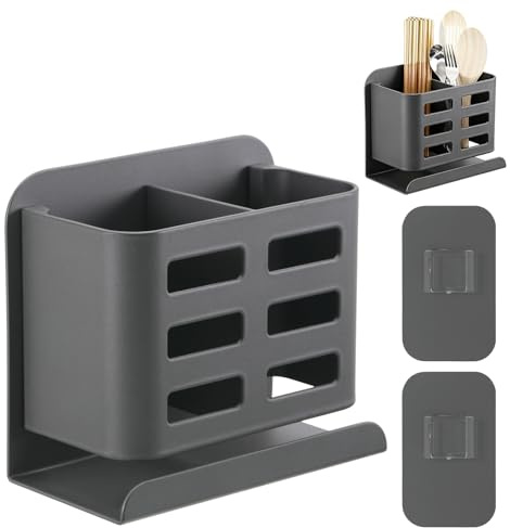 Toothbrush Holder Wall Mounted, Self Adhesive Toothbrush Holders For Bathrooms, Thickened Aluminum, No Drilling Required For Toothpaste, Razor, Comb etc Bathroom Accessories (Gun Gray)