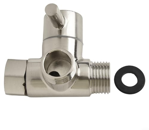 Jotekonoby 3-Wege-Dusch-Umstellventil, G1/2 Messing-Anschluss, T-Adapter, Splitter für Handbrause und feste Duschkopfhalterung, Doppelausgang, Badezimmer-Sanitäranlagen (gebürstet)