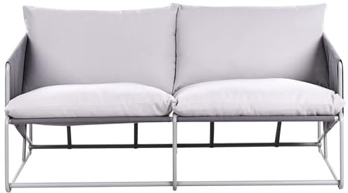 Beliani Low Oversized Sofa Metal with Seat Backrest Cushions Indoor Outdoor Furniture Garden Grey Ponte