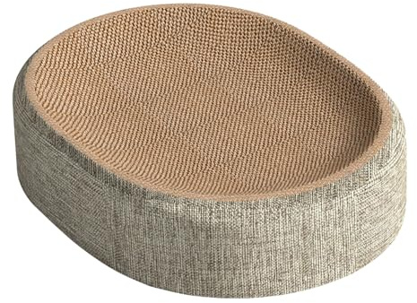 Kratzbett für Katzen Sisal, Kratzbretter Katze, Oval Kratzliege Kratzpappe für Katzen zum Spielen und Ruhen, Kratzmöbel Katzenkratzbrett Karton, Cat Scratcher Bed, 60x40x8cm