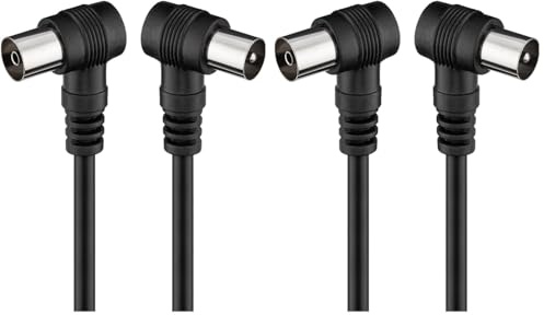 goobay 11525 Cavetto Coax Antenna ad Angolo Coassiale (<70 dB), Schermatura Doppia, Nero, 1.5 m Lunghezza del Cavo (Confezione da 2)