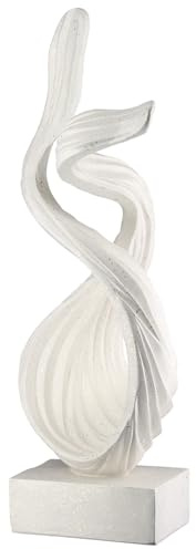 Casablanca Skulptur Liposo aus Kunstharz - Creme - gewischt - metallische Optik - abstrakte Form - Höhe 47cm x Breite 15cm