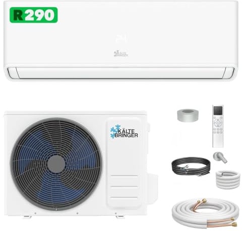 Kältebringer® Climatiseur Split Réversible 12000 BTU 3,7 kW R290 | Sans gaz F - climatiseur très silencieux avec WiFi et application, refroidissement A+++, kit de montage inclus