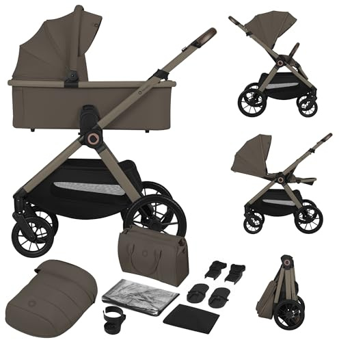 LIONELO LAYLA 2 in 1 Kombikinderwagen Kinderwagen 0-48 Monate bis 22 kg | Babywanne bis 9 kg, Rückenlehne und Fußstütze Verstellbar, AiryDots, 360° Schwenkbare PU-Räder, Vollständige Federung