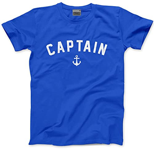 HotScamp Captain - Mens and Youth Unisex T-Shirt - Sailing Boat Owner Sailor Yacht L Blue