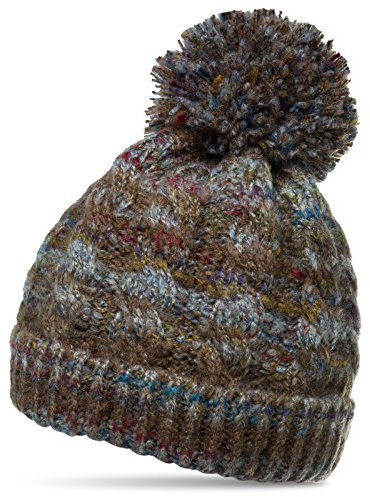 Caspar MU170 Gefütterte Damen Vintage Winter Mütze Bommelmütze Multicolor, Farbe:Taupe, Größe:One Size