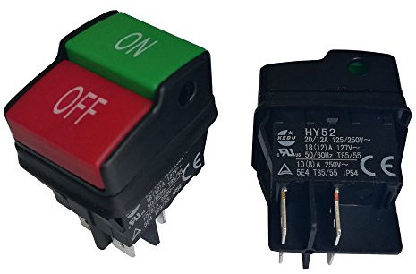 2 interruptores eléctricos industriales HY52 125/250V 20/12A de 4 pines, interruptor de botón de encendido y apagado para aparatos mecánicos sala de máquinas eléctricas