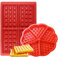 Febbya Moldes de Gofres,Silicone Waffle Moldes 2 Pack Antiadherentes Gofres para Hornear para Niños Molletes Galletas Choclate Herramientas de Cocina Rectangular y Forma de Corazón Rojo