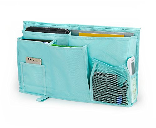 YOUSHARES Caddy Hanging Organizer – Large Capacity 8 Pockets Bedside Storage Bag with Hook & Loop Strap for Placed on Headboard, Bed Rails, Dorms, Bunk Bed and Hospital Bed (Green)