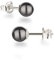 Schöner-SD Damen Ohrstecker 925 Silber mit runden Perlen Kugeln 6mm dunkelgrau