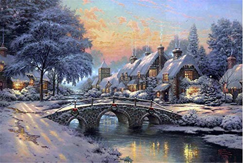 SUPERPOWER® 1000 Stück Winter Wasser Brücke Ölgemälde Landschaft Holzpuzzle Spielzeug Erwachsene Puzzles Romantische Weihnachten Geburtstagsgeschenk