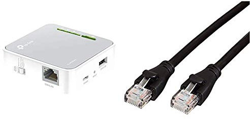 TP-Link TL-WR902AC AC750 WLAN Nano Router (Accesspoint, TV Adapter, Repeater, Router, Client, Print, Media, FTP Server), weiß/grau & Amazon Basics Ethernet-Netzwerkkabel, RJ45, Cat6,0,9m, 1.000Mbit/s