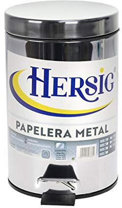 HERSIG - Papelera con Pedal Metalica | Cubo de Basura con Pedal y Tapa - 3 L