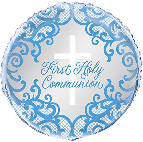 Folienballon mit blauem Kreuz, zur Erstkommunion, 45 cm, ideal für Dekoration, Konfirmationen, religiöse Zusammenkünfte und besondere Anlässe, 1 Stück