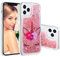 IMEIKONST Compatible with iPhone 12 Pro Glitter Liquid Case, Quicksand Transparent TPU Shockproof Protective Cover Compatible with iPhone 12. Bling Eyelash Unicorn XY