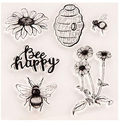 arriettycraft Biene Happy Flowers Daisy Clear Stamps for Card Making Decoration and DIY Scrapbooking
