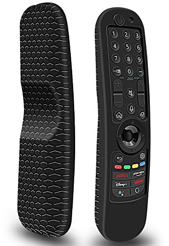 AHIW Protective Case for LG AN-MR21GC/AN-MR21GA Magic Remote Control, Silicone Cover for LG Smart TV Remote 2021 Battery Back Protector Shockproof Replacement Anti-Slip Holder Sleeve Skin (Black)