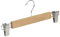 TODO HOGAR Percha Falda Natural de Madera Maciza para Faldas, Pantalones y Vaqueros, Acabado de Color Natural con Clips Ajustables anticorrosión con Gancho Giratorio Cromado (Madera, 24)