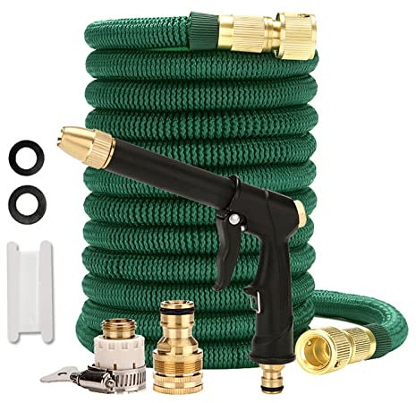 RoseFlower Pistolet d'arrosage, Pistolet Arrosoir en Métal Haute Pression - Buses en Laiton complète - pour Le Lavage de Voiture, L'arrosage du Jardin, la Douche pour Animaux de Compagnie - 7.5m