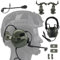 WLXW Taktisches Headset Für Airsoft (Am Kopf Und Am Helm Montiert), Wargame Hunting Outdoor Non-Military Tactical Earmuff (No Noise Reduction), Mit Helm-ARC-Schienen-Adapterarm,Grün