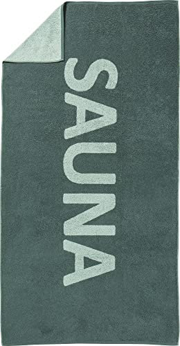 Erwin Müller Saunatuch, Liegetuch, Badetuch XXL 100% Baumwolle Größe Oliv-Jade Größe 90x180 cm - schnell trocknend, saugstark, mit beidseitigen Schlaufen