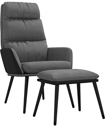 vidaXL Relaxsessel mit Hocker Fernsehsessel TV Sessel Polsterstuhl Relaxstuhl Armsessel Polstersessel Lesesessel Wohnzimmer Hellgrau Stoff Kunstleder