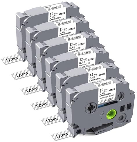 UNOKA 6X TZe-131 Kompatible für Brother P-touch Bänder 12mm Clear Transparent für Brother PT-H107B PT-D200 D210 1000 1010 PT-H110 PT-D410 D400 PT-H105 PTH100LB CUBE, Tz Tape 12mm 0.47 Clear Laminiert