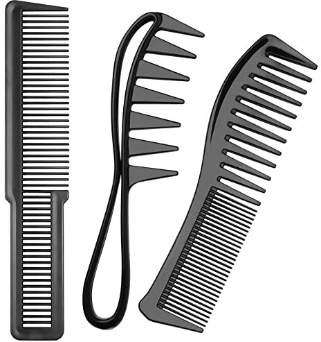Kamm Kit, 3 Stück Styling Kamm für Männer und Frauen, Grober Kamm, Präzisionskamm und Doppelkanten Strähnenkamm für Locken, Starker, Langlebiger, Antistatischer Haarkamm (Schwarz)