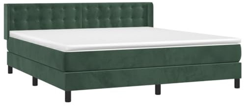 vidaXL Boxspringbett mit Matratze Doppelbett Polsterbett Bett Bettgestell Bettrahmen Lattenrost Schlafzimmerbett Hotelbett Dunkelgrün 180x200cm Samt