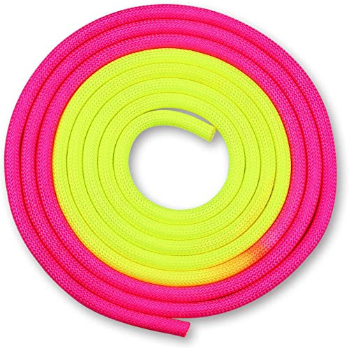 DRUNA Seil für Rhythmische Sportgymnastik Indigo 165 gr. Mehrfarbig 3 m. (Gelb-Rosa)