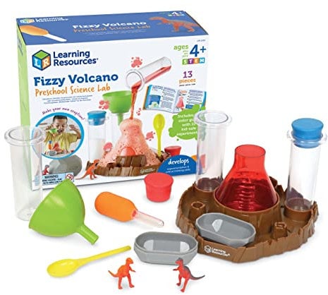 Learning Resources Forschungslabor „Blubbernder Vulkan“ für Vorschüler, ab 4 Jahren, Kinder-Chemiebaukasten mit schäumender Reaktion, Mint-Spielzeug für Kinder, 13-teilig