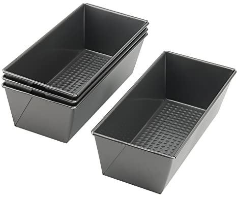 JAPCHET 4 moldes rectangulares de 10 pulgadas, molde antiadherente para hornear pan negro, bandeja rectangular para hornear horno