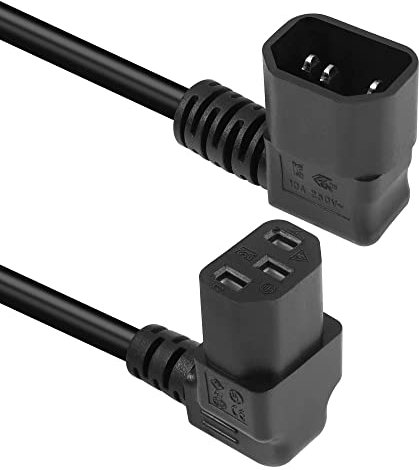 GELRHONR 50cm 90 Degrees IEC320 PDU Power Supply Extension Cord, 10A 250V, 18AWG C14 Male to C13 Female Power Cable for Computers, Monitor and Scanner