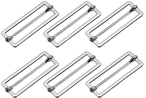 sourcing map Metall Gürtelschnalle 50x17x2.3mm, 6 Pcs Silber Leiterschnalle Zinklegierung Schiebeschnalle Taschenzubehör zum Nähen für Handtaschen, Geldbeutel, Rucksack Reparatur