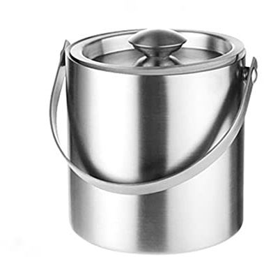 2L/3L Seau à Glace en Acier Inoxydable Portable Double Paroi Isolation Thermique avec Couvercle Vin Champagne Whisky Bière Outil (A 3L)