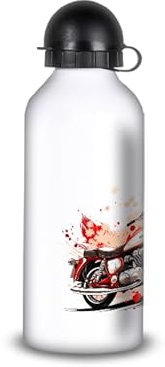 SUPER FABRIQUE Gourde/Bouteille d'eau en Aluminium - Acier Inoxydable (thermos 24h) réutilisable 330ml à 750ml, Vintage Moto (Aluminium, Gourde Sport 650ml)