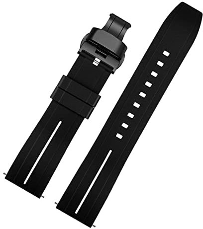20mm 22mm Bracelet de Montre en Silicone Hommes Femmes Bracelet en Caoutchouc étanche à Dégagement Rapide Boucle Papillon Fit for Tissot Fit for Mido Fit for Citize Strap Watch Strap (Color : Black