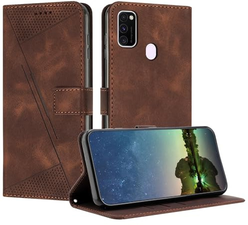 Mo-Beauty Handyhülle für Samsung Galaxy M30S / M21, PU Leder Brieftasche Klapphülle Magnetic Standfunktion Kartenfach Schutzhülle hülle für Samsung M30S/M21 - Braun