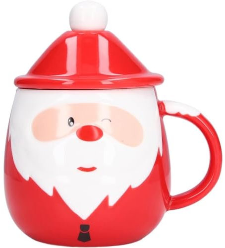 SuperglockT Keramiktasse Cartoon Weihnachtsmann Gesicht Motiv Kaffeetasse lustige Weihnachtstasse 450ml Kaffeebecher Teetasse Geschenk für Freund Kollege Frauen Männer (C)