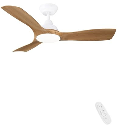 CJOY Ventilatore da Soffitto Silenzioso,107cm Ventilatore da Soffitto con Luce e Telecomando Legno, Reversibile, Dimmerabile 3CCT, 6 Velocità, Modalità Sospensione, Per Camera da Letto/Soggiorno/Patio