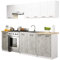AKORD | Muebles de Cocina OLIWIA de 2.4m, modulares de 240 cm, con 11 Puertas y 1 cajón 240cm x 203cm x 46cm | Blanco y Hormigón Frente
