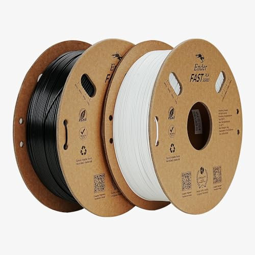 Creality Ender PLA Filament 1.75mm, 3D Drucker Filament 2 Packs, Hochgeschwindigkeit 3D Druck Filament 2 x 1Kg Spule, Maßgenauigkeit +/- 0.02mm für die meisten FDM 3D Drucker (Weiß & Schwarz)