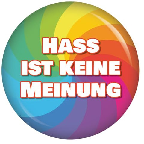 Hass ist keine Meinung 56mm Buttons Anstecker Kiwikatze Frieden