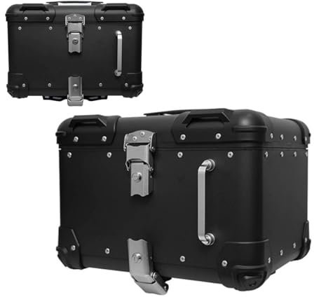 40L/45L Motorrad-Topcase, Motorradkoffer, Aluminiumlegierung Heckbox Gepäck, Abschließbar Wasserdicht Motorräder Heckbox, Schwarz, Weiß (Farbe : Schwarz, Größe : 40L)